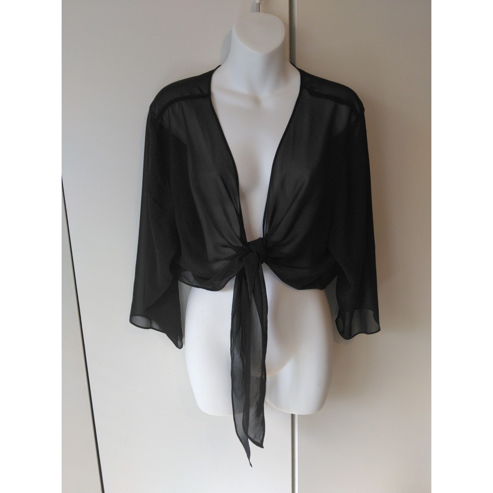 Womens Sheer Mesh Tie Front Shrug Bolero Size 22/24 Layering Whimsy Feminine